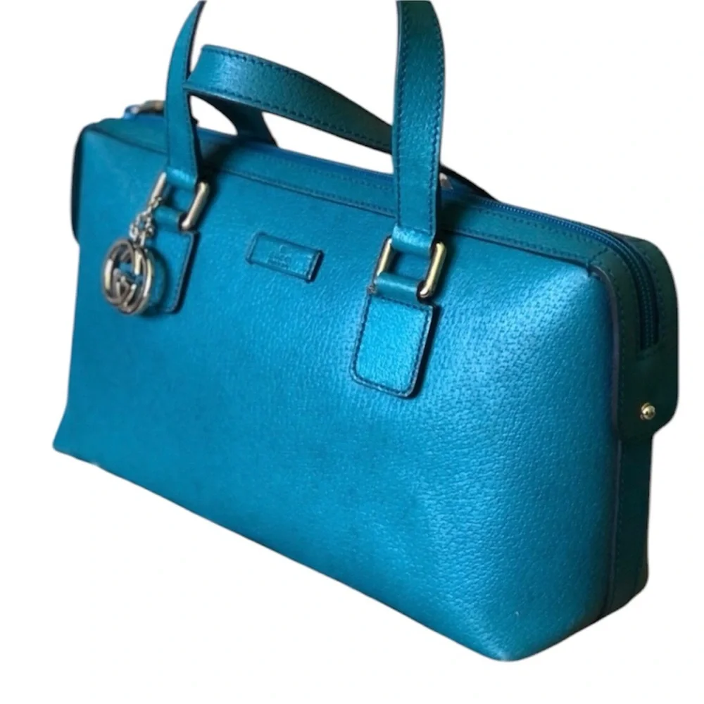 Gucci Teal Calf Leather Boston Bag Made in Italy. Comes with COA